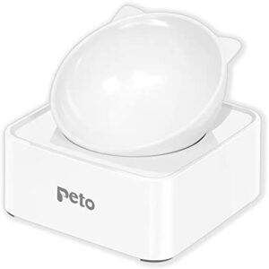 Peto Cat Dog Bowl Raised Cat Food Water Bowl with Detachable Elevated Stand Pet Feeder Bowl No-Spill, 0-30°Adjustable Tilted Pet Bowl Stress-Free Suit for Cat Dog (White) (White)