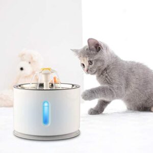 ELEOPTION Cat Fountain Stainless Steel Cat Dog Water Dispenser with Filters, 81oz/2.4 L Automatic Electric Water Bowl, Drinking Fountain for Dogs, Cats, Multiple Pets