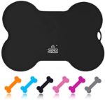 Super Design Silicone Waterproof Placemat - Bone Shaped Pet Feeding Mat, Silicone Raised Lip Non Spill Dog Cat Bowl Mat