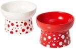 PETKIT Ceramic Raised Cat Food Bowls 2Pcs, Elevated Cat Food and Water Bowls Set, Elevated Porcelain Dish Bowls fr Small Pets Kitten Puppy