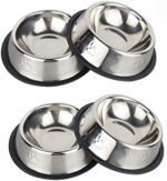 YASMA 4 Pack Cat Bowls Stainless Metal Pet Cat Bowl Kitten Rabbit Cat Dish Bowl cat Meals Dish Straightforward to Clear Sturdy Cat Dish for Meals and Water (Silver Paw)