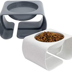 Kitty City Large Raised Cat Food Bowl Collection, Stress Free Pet Feeder and Waterer, Gray (CM-10062-CS01)