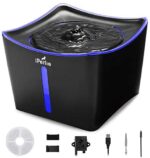 iPettie Kamino LED Mild Pet Water Fountain 3L/101oz, Extremely-Quiet Computerized Water Dispenser with Water Stage Window, USB Pump & Twin Filters for Cats and Canines