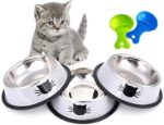 Legendog 3PCS Pet Bowl Stainless Steel Non-Skid Base Dog Bowl Cat Bowl with 2 Food Scoop