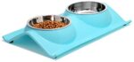 UPSKY Double Canine Cat Bowls Premium Stainless Metal Pet Bowls No-Spill Resin Station, Meals Water Feeder Cats Small Canine.