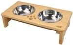 HTB Elevated Canine Bowls,Raised Canine Bowl Stand Feeder with 2 Stainless Metal Bowls,Canine Cat Pet Meals Water Bowls