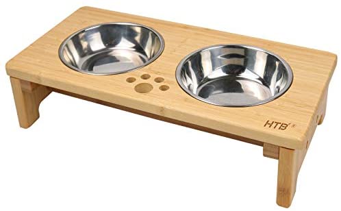 HTB Elevated Dog Bowls,Raised Dog Bowl Stand with 2 Stainless Steel Bowls,Elevat