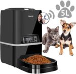 Iseebiz Automated Pet Feeder 5L Sensible Feeder Canine Cat Meals Dispenser Voice Recording,Timer Programmable, Portion Management, IR Detect, 8 Meals Per Day for Small and Medium Pet