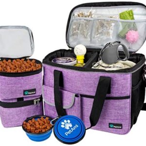 PetAmi Dog Travel Bag | Airline Approved Tote Organizer with Multi-Function Pockets, Food Container Bag and Collapsible Bowl | Perfect Weekend Pet Travel Set for Dog, Cat